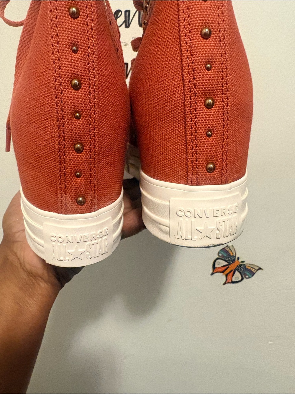 Converse High Top Sneakers in Bright Orange Canvas - Picture 4 of 5